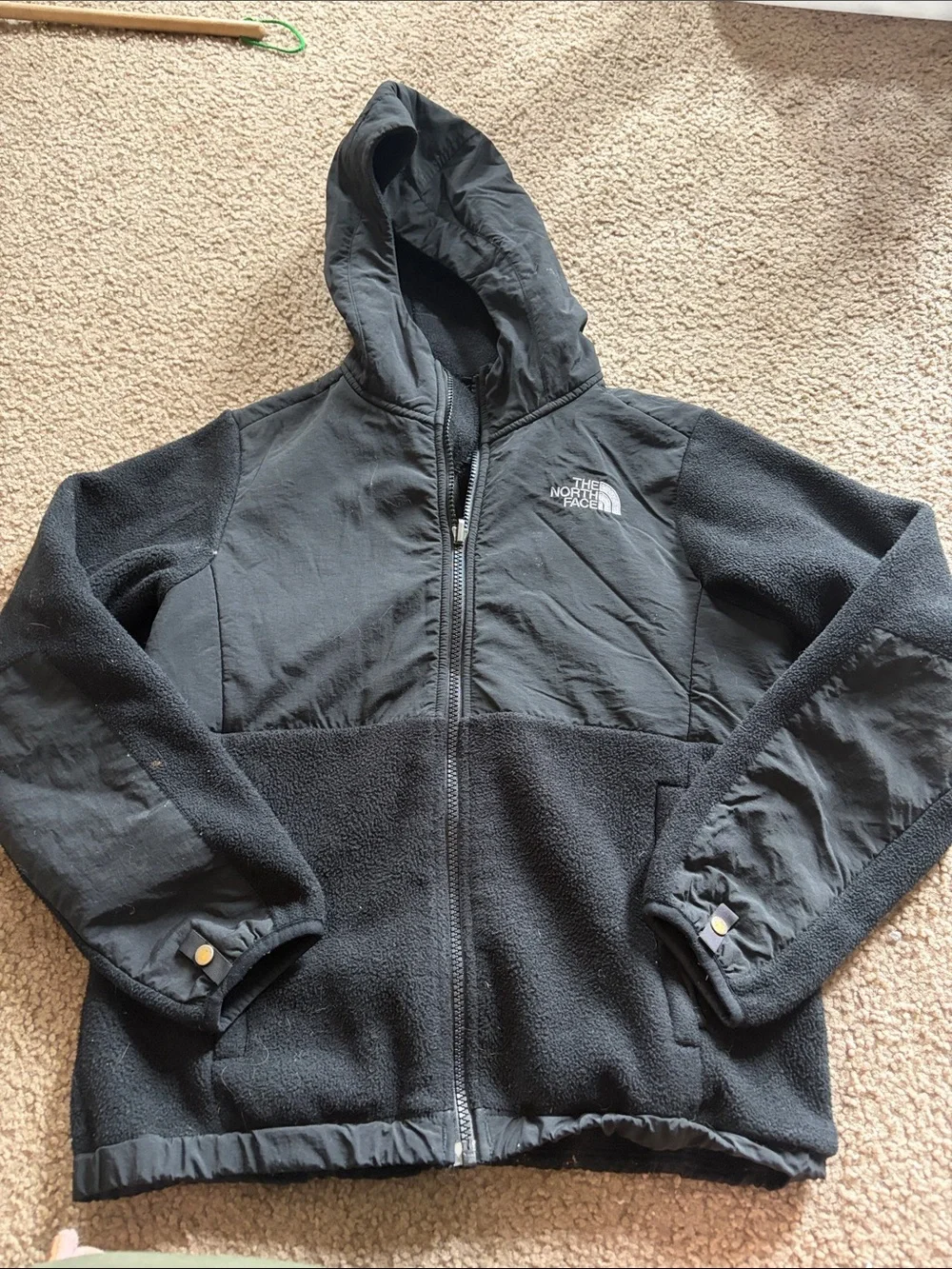 B10 Youth Md The North Face Black Hooded Fleece Zip Jacket